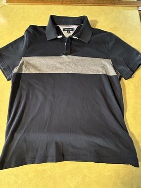 Tommy Hilfiger Men's XXL Navy Gray Colorblock Short Sleeve Polo Shirt